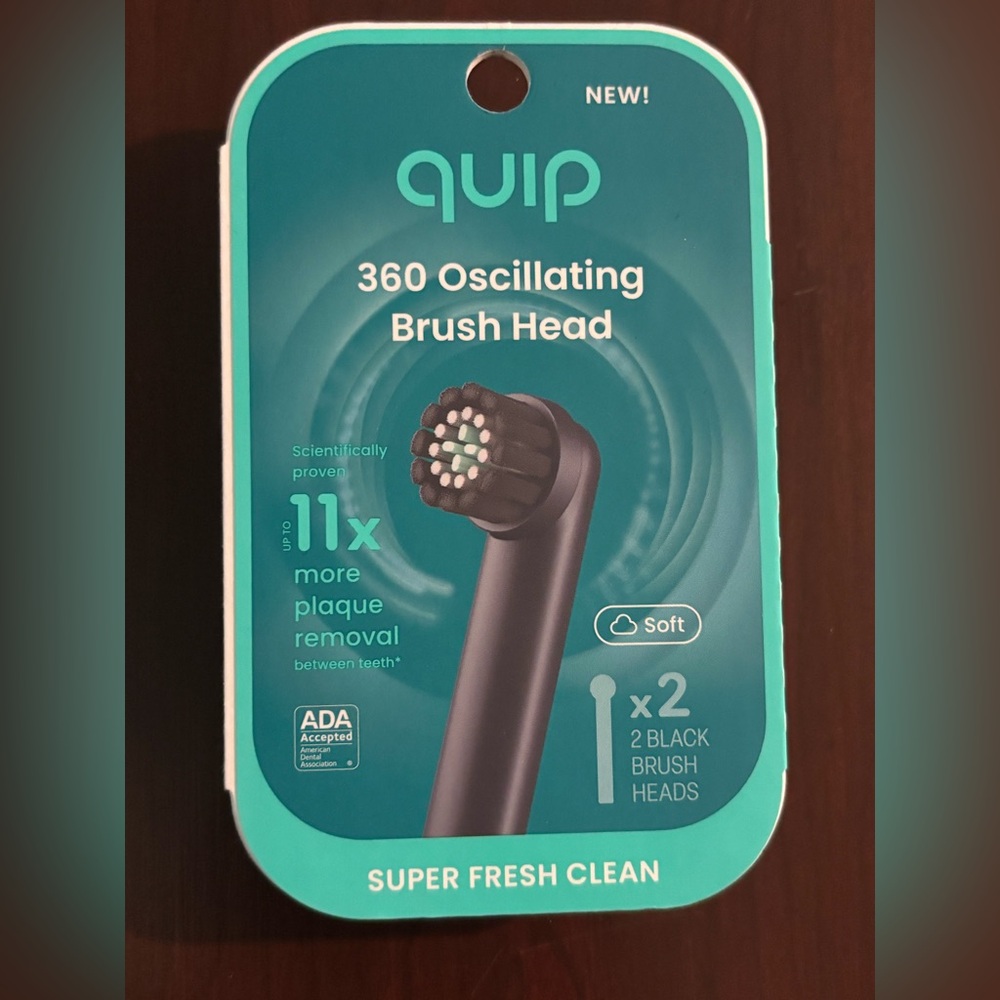 quip 360 Oscillating Brush Head Replacements Two Pack Soft Super Fresh Clean